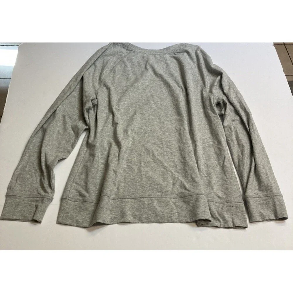 d&co. Women's Gray Solid Crew Neck Long Sleeve Pullover Top L Regular
